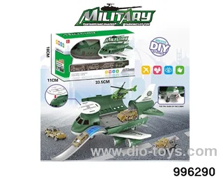 Military series retractable rail aircraft+(3 AB vehicles) (1AB small aircraft) (6 roadblocks) in window box
