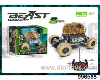 Animal climbing car in window box