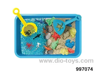 space sand play set in plastic box