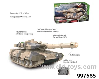 Inertial tank with firing sound and fliashing light - desert yellow