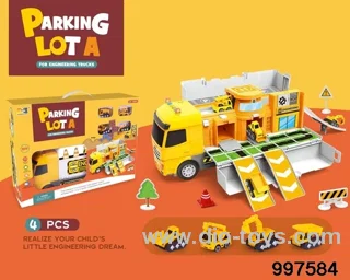 2 in 1 inertial deformational container truck moving engineering parking lot with sounds and lights