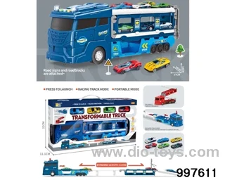 Euro-style shortheaded blue inertial truck with catapult track with sound and light