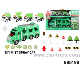 Spray container truck with friction car