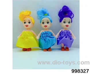 Two inch and a half full body confused doll single outfit in opp bag