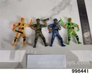 One 8.5cm soldier, 4 mixed suits in opp bag