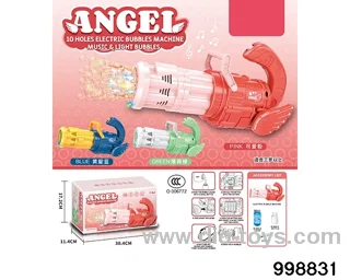 Angel Gatlin electric 10-hole automatic water absorption light music bubble machine in color box