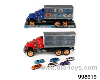 Inertia trailer carriage towing 6 racing cars (alloy) in PVC cover