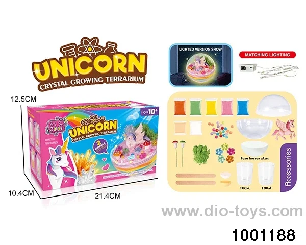 Unicorn - DIY growth crystal ornament (with night light) in color box