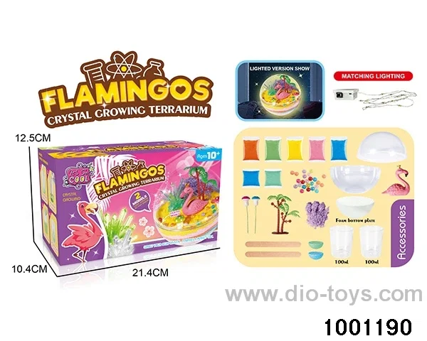 Flamingo - DIY growth crystal ornaments(with night light) in color box