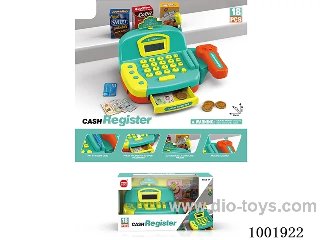 Cash register with light, calculator, microphone