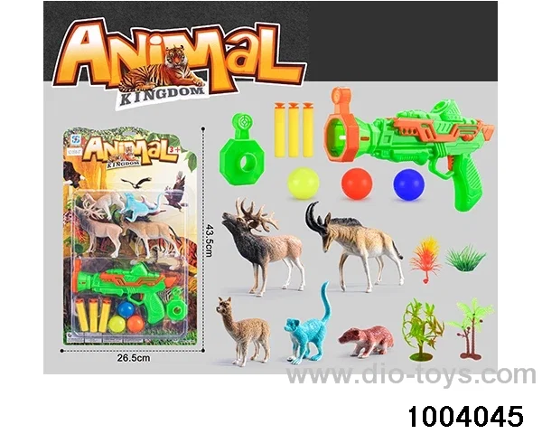 Soft bullet gun+animal combination in Blister card