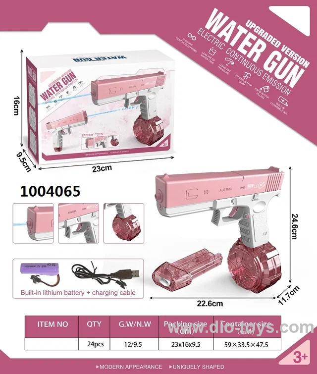 GLOCK DRUM VERSION ELECTRIC WATER GUN (WITH LITHIUM BATTERY DATA CABLE, 1 DRUM, 1 MAGAZINE)