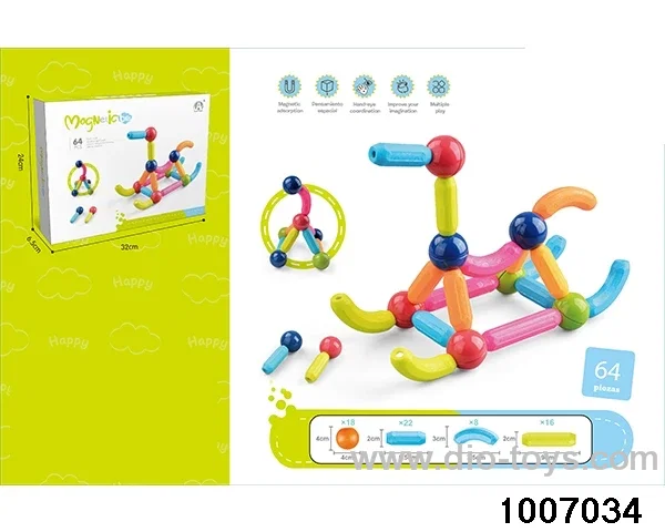 Assembling magnetic rod in 64PCS color box