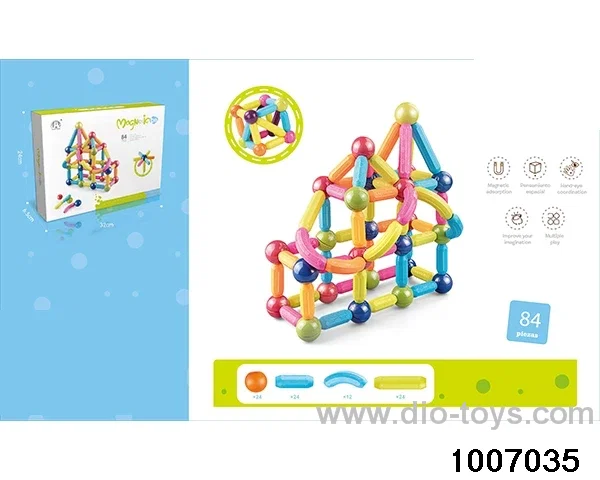 Assembling magnetic rod in 84PCS color box