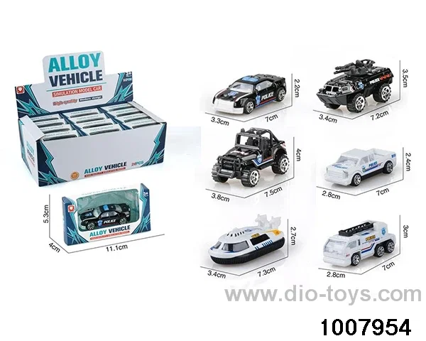 (GCC)6 sliding police alloy cars (24PCS) in display box
