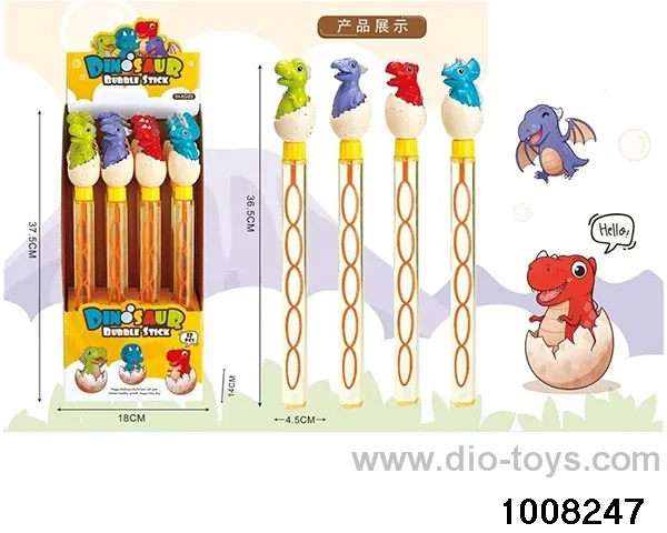 DINOSAUR BUBBLE STICK WITH LONG RING (12PCS) in display box