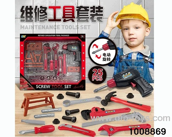 tool with eletric hand drill in window box