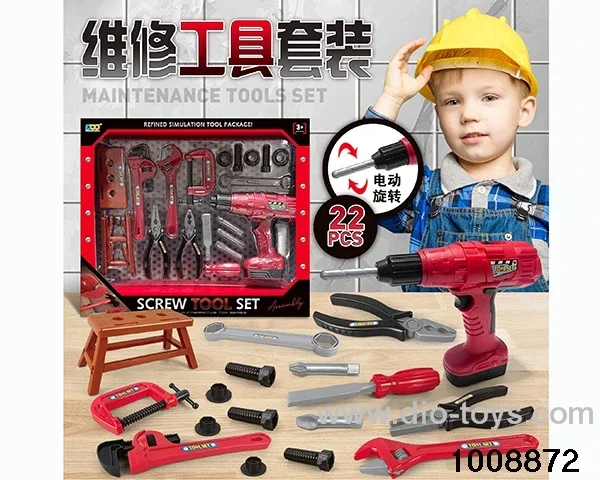 tool with eletric hand drill in window box