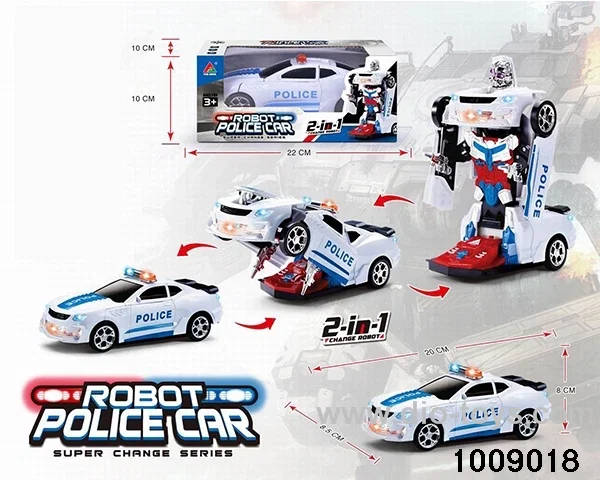 Electric deformation police car in window box