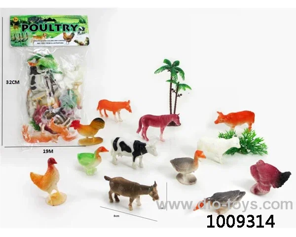 12pcs Animal suit with tree in PVC bag