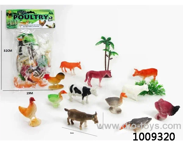 12pcs Animal suit with tree in PVC bag