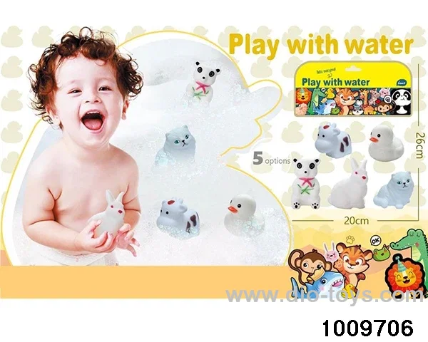 Soft plastic doll playing in water in PVC bag