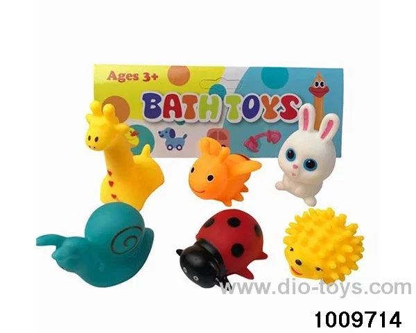 6 glue animals in the bathroom in PP bag with header