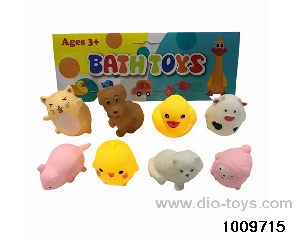 8 glue animals in the bathroom in PP bag with header