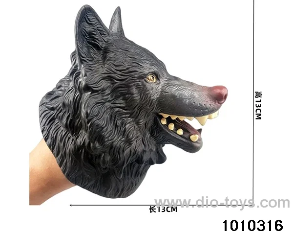Grey Wolf Hand puppet in opp bag