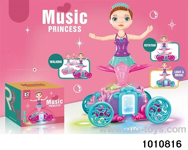 B/O music pumpkin car mermaid princess in color box