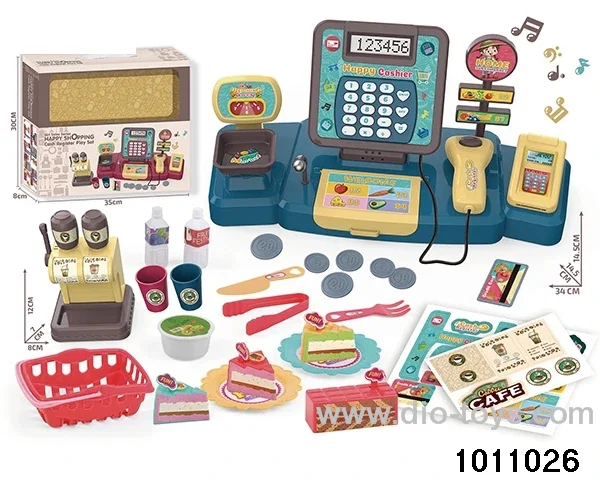 Cash register cake set in window box
