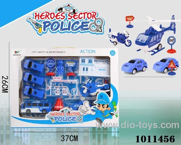 pull back police set in window box