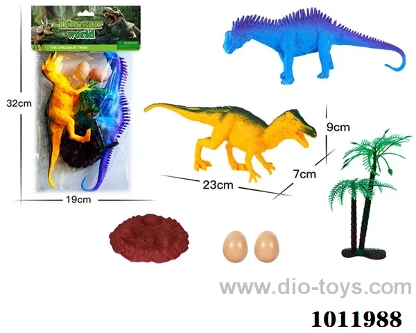 2 pcs 9 inch  Dinosaurs suit with sound in pvc bag