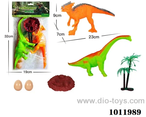 2 pcs 9 inch  Dinosaurs suit with sound in pvc bag