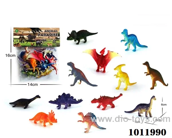 12pcs 2.5 inch dinosaurs suit  in pvc bag