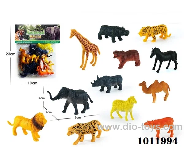 12pcs 3inch animal suit in pvc bag