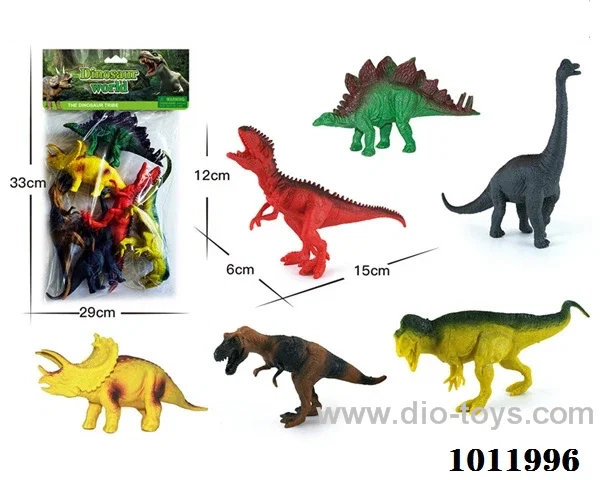 6pcs 8inch dinosaurs suit in pvc bag