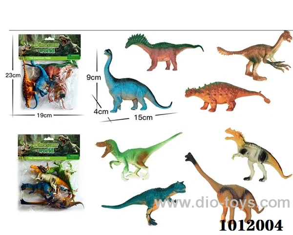 4pcs 6 inch dinosaurs 2 sets mixed loading in pvc bag
