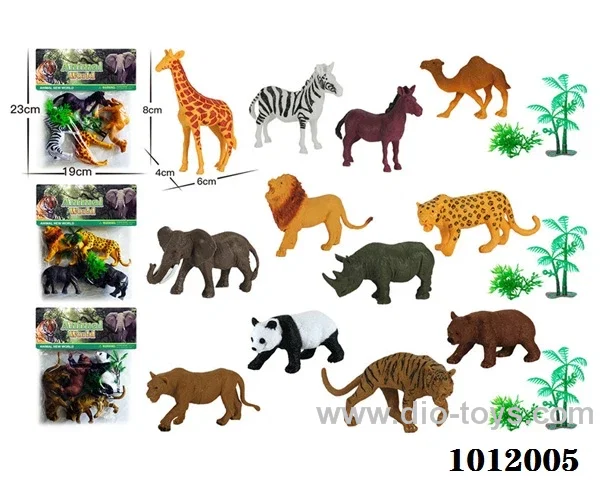 4pcs 5 inch animal  3 sets mixed loading in pvc bag
