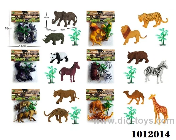 2pcs 5 inch animal with tree 6 sets mixed loading in pvc  bag