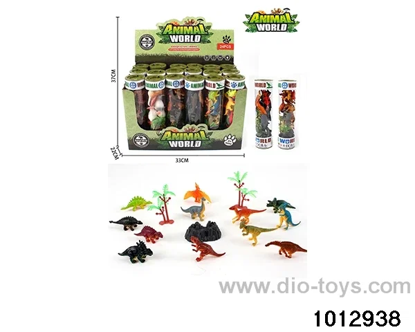 Painted Dinosaur Set in PVC Tin