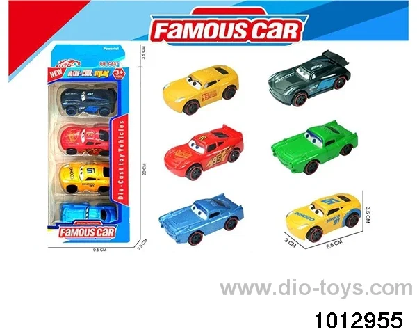 4 6.5CM cars, general mobilization, sliding alloy racing car in window box
