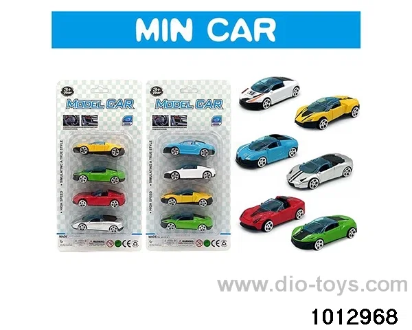 4 sliding simulation sports cars in Blister card