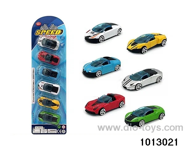 6 sliding simulation sports cars in Blister card
