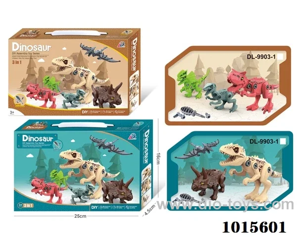 3 sets dinosaur (2 color box mixed loading ) in color box