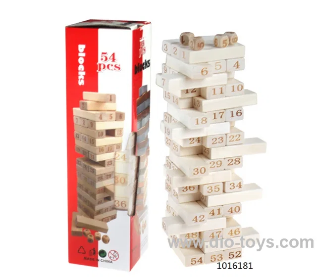 54 pcs wooden Jenga toy in window box