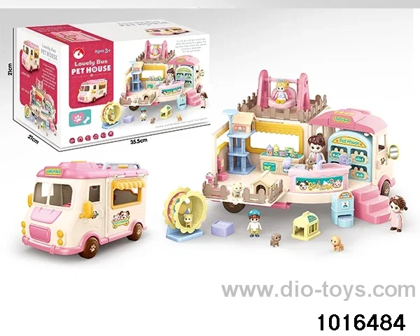 Sliding musical pet car in color box