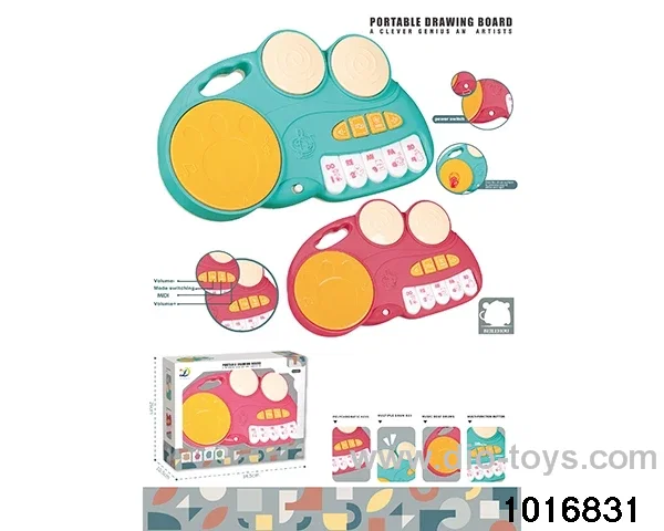 Fun toy drums in window box