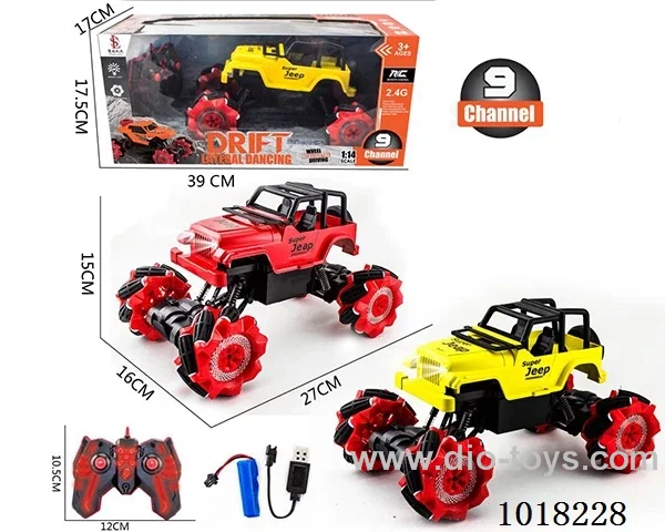 1:14 9ch RC Jeep Stunt car 2color mixed loading in window box