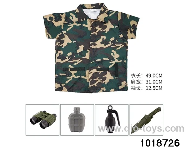 Short sleeved camouflage military uniform in PP bag with header